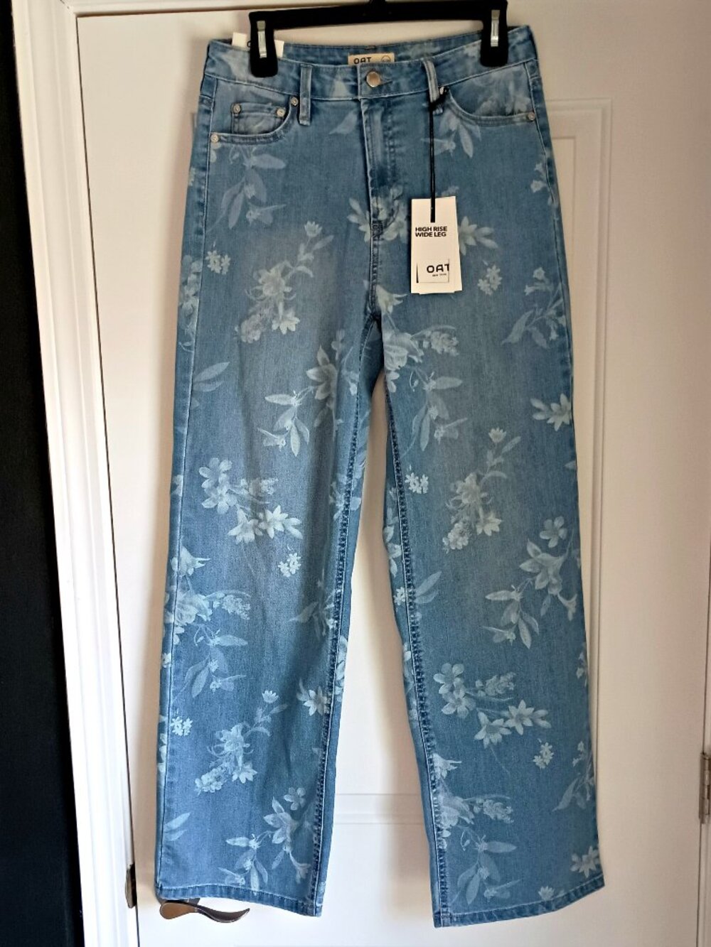 NEW! OAT FLORAL WIDE LEG HIGH RISE JEANS SZ 6/28